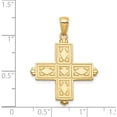 thumbnail image 3 of 14K Yellow Gold Etched Square Cross With Crown Tips Pendant (31 X 23) Made In Peru c4332, 3 of 5