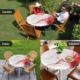 thumbnail image 4 of Marble Red Round Tablecloth for 55-60 Inch Tables,Fitted Table Cover with Elastic Edge,Gold White Modern Gradient Ocean Wavy Ripple Waterproof Outdoor Table Cloth Protector for Patio Garden Dinner, 4 of 9