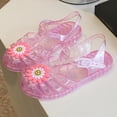thumbnail image 5 of LIIPEE Girls Sandals Kids Summer Floral Decoration Hollow Out Soft Sole Bright Jelly Shoes Cute Lightweight Daily Adjustable Straps Beach Footwear,3.5-4 Years, 5 of 7