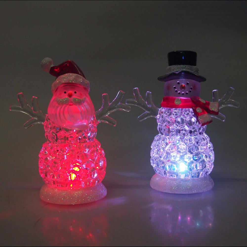 LED Color Changing Snowman and Santa Christmas Ornaments, 4-1/2-Inch, 2-Piece - Walmart.com