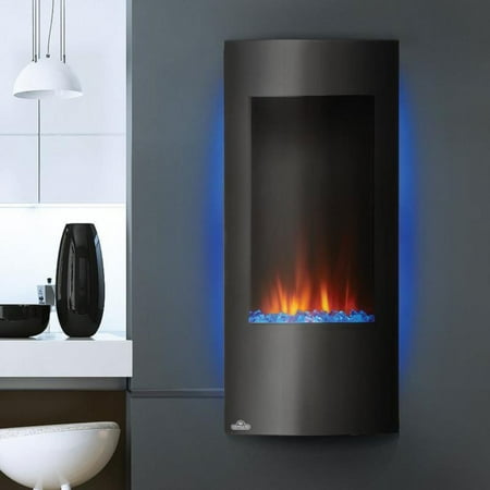 Napoleon 38 Inch Vertical Black Wall Mount Hanging Electric Fireplace w/ Remote