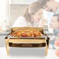 thumbnail image 3 of 9L Stainless Steel Buffet Chafing Dish with Transparent Glass Lid, Keep Food Warm Using Alcohol Heating for Catering Parties Wedding Graduation Commercial Events, 3 of 8