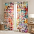 thumbnail image 2 of Homewish Fashion Graffiti Adult Black Out Curtains, Stripes Abstract Ombre Curtains Pack of 2 (42x63 Each), Watercolor Splatter Bedroom Curtains, Blackout Curtains Bedroom Decor, 2 of 6