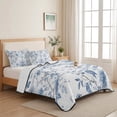thumbnail image 5 of Twin XL Quilt Set 68''x98'', Blue White Spring Floral Lightweight Summer Bedspread Coverlet Set with 2 Pillow Shams, Summer Botanical Birds Breathable All Season Quilt Bedding for Dorm/Guest Room, 5 of 9