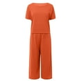 thumbnail image 4 of Riforla Women's 2 Piece Clothing Summer Casual Short Sleeves Round Neck Crop Top Wide Leg Pants Casual Matching Set Matching Sets Women Clothing Orange_02 XXXL, 4 of 5