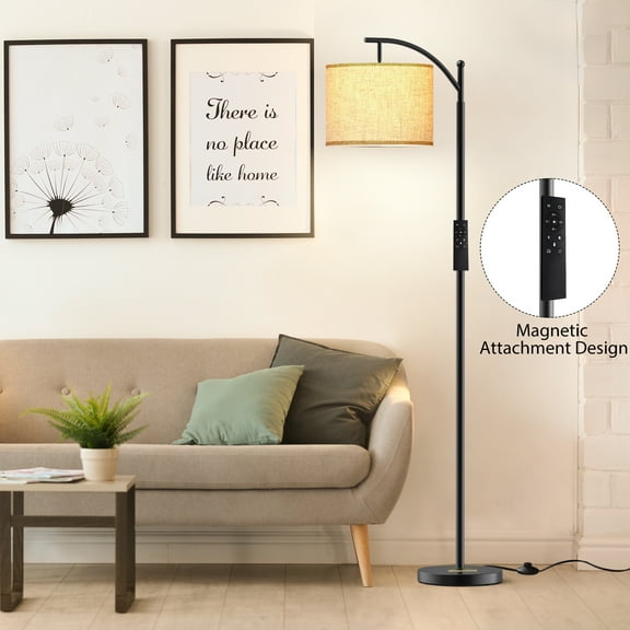 JURULU 62'' Arched/Arc Floor Lamp with Remote Control and Bulb Included,White Lampshade