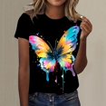 thumbnail image 2 of TSADFHJI Hauts pour Femmes Grande Taille 5X T-Shirt à Manches Courtes Col Rond Imprimé H TG Gris, 2 of 4