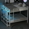 thumbnail image 6 of Harper & Bright Designs Full Over Full Metal Bunk Beds with Storage Mesh Shelves and Clothes Hooks, Space Saving Metal Bed Frame with LED Light, White, 6 of 15