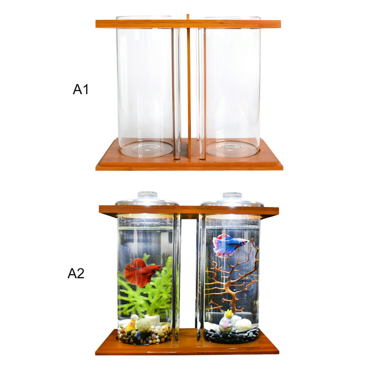 Mini Small Fish Tank Bamboo Glass Isolation Box Pet Supplies Eco For Study  Desk Office Living Room Bedroom Aquarium 