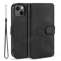 Allytech iPhone 13 Mini Wallet Case with Card Holder, Premium PU Leather Magnetic Closure Stand TPU Back Shockproof Shell Case with Detachable Hand Strap for iPhone 13 Mini 5.4-inch 2021, Black