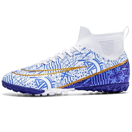 

Men s Soccer Shoes Cleats Professional High-Top Breathable Athletic Football Boots for Outdoor Indoor TF/AG White-sd-36