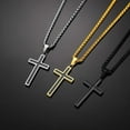 thumbnail image 5 of FindChic Black Cross Necklaces for Men Christian Necklace Pendant Jewelry for Men Boyfriend Husband with 22+2 inch Chain, 5 of 6