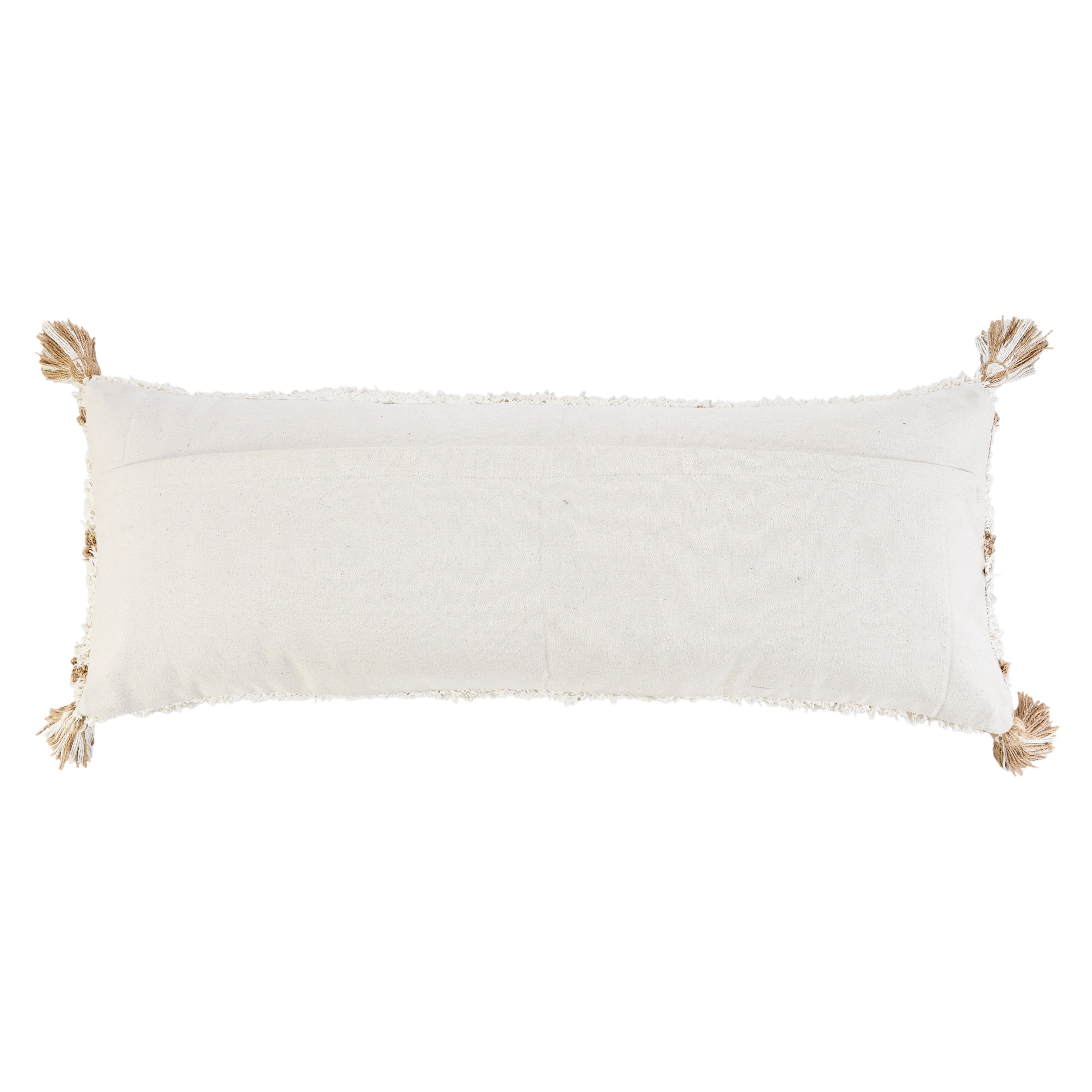 LR Home Ox Bay Hand-Woven White/Brown Diamond Cotton Blend Pillow Cover