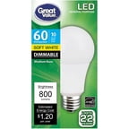 Great Value LED Light Bulb 10W (60W Equivalent) Omni (E26) Dimmable, Soft White