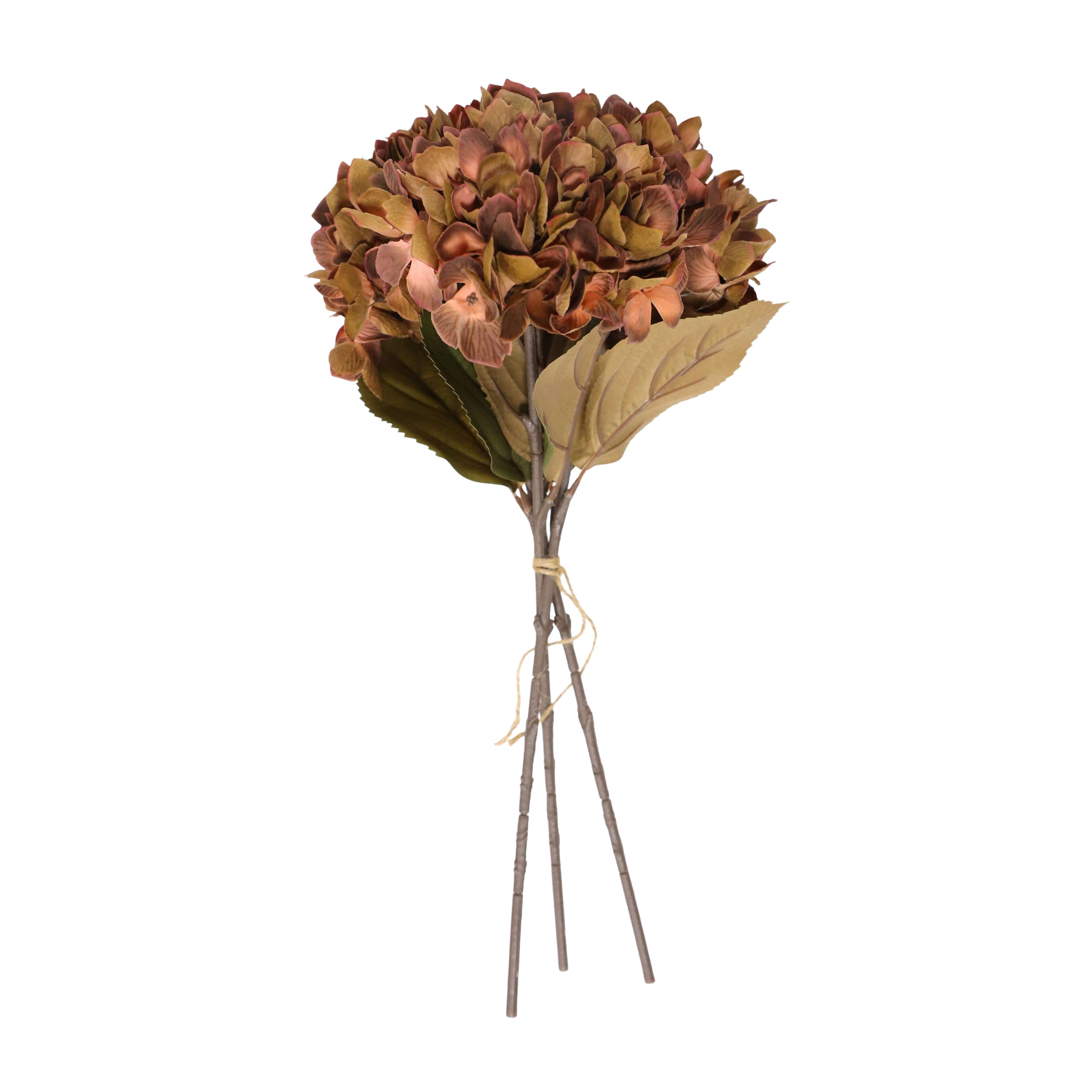 My Texas House Fall Faux Hydrangea Bundle, Brown, 20"
