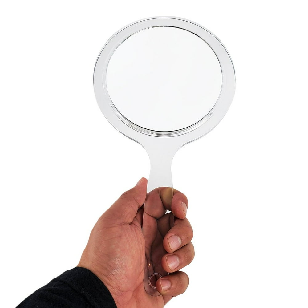 10x/1x Magnifying Hand Makeup Mirror 5.5" Clear Acrylic Double Sided