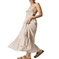 thumbnail image 3 of Femmes Été Robes Longues Bretelles Spaghetti Dos Nu Étagée Robe Maxi, 3 of 6