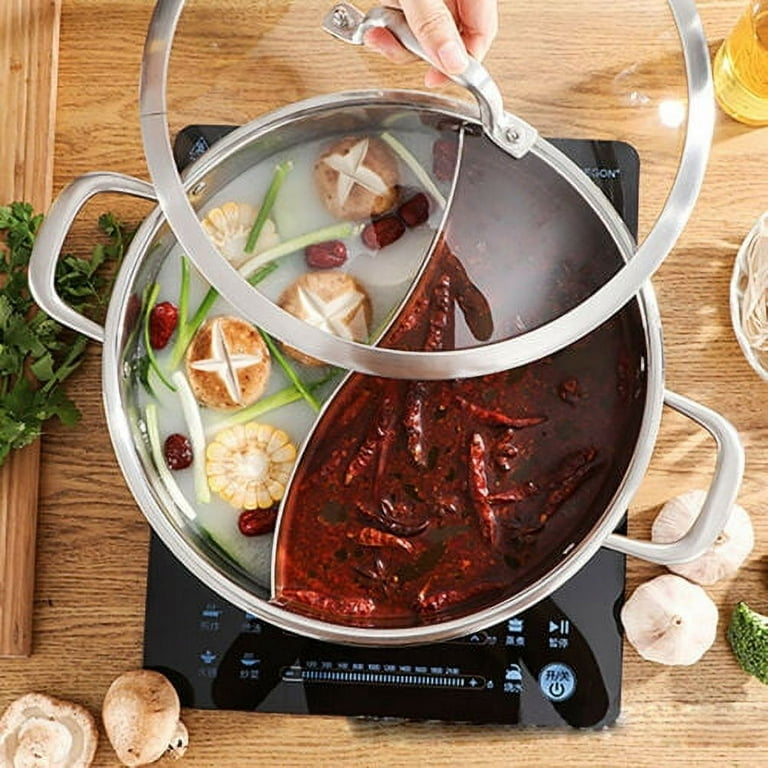 4.5 Quart Dual-Sided Hot Pot with Divider: Perfect for Two-Flavor