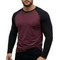 thumbnail image 2 of Men Blouse Mineart Men's Long Sleeve Shirts Crew Neck Color Block Tee Contrast Raglan Casual Loose Pullover Basic Tops Sweatshirts, 2 of 5