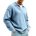 thumbnail image 3 of Long Sleeve Tops for Men Fashion Turndown Collar Solid Color Casual Top Loose Soft Comfort Athletic Tee Shirts, 3 of 4