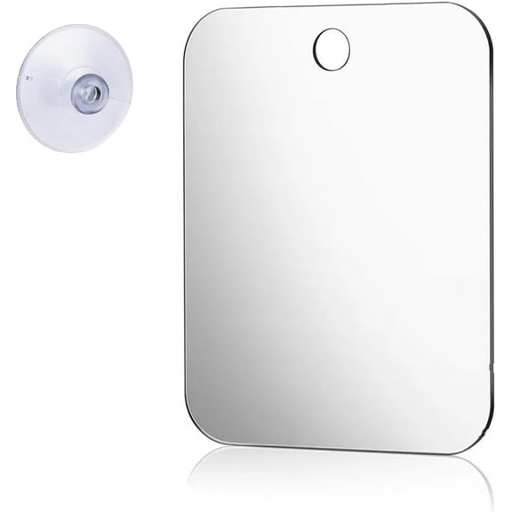 Ncheli 17*13 Plastic Wall Mount Shaving Fogless Face Mirror with 1 Adhesive Hooks, Silver