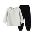 thumbnail image 2 of hoksml Boys Cotton Loungewear Set, Long Sleeve Henley Shirt and Jogger Pants, Kids 2-Piece Casual Outfit, 2 of 5