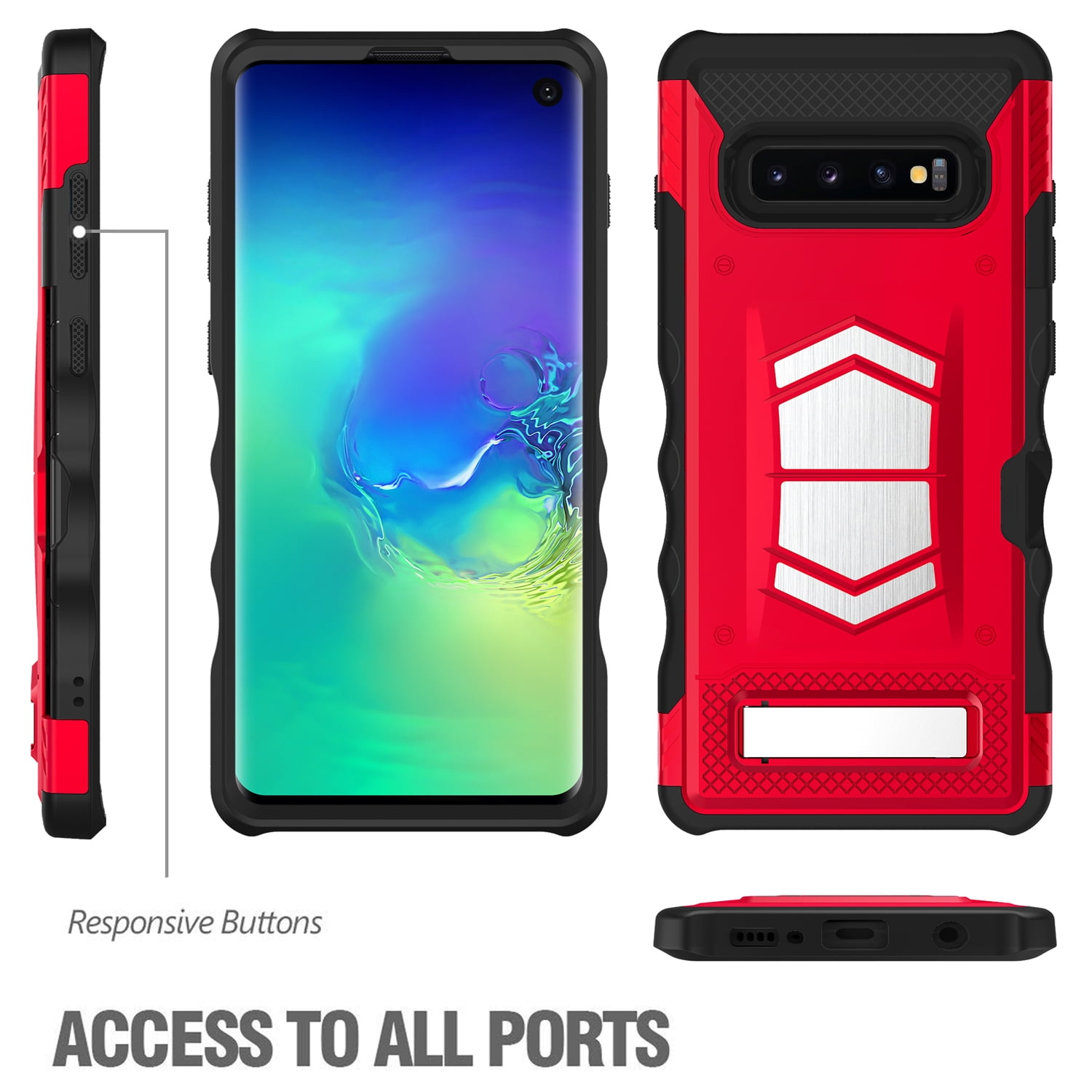 ZIZO Electro Series for Samsung Galaxy S10 with Card Slot and Air Vent Magnetic Holder Red Black ZIZO Electro Series for Samsung Galaxy S10 with Card Slot and Air Vent Magnetic Holder Red Black