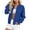 Blue, variant on Women's Waffle Knit Bomber Jackets Full Zip Long Sleeve Coat with Side Pockets & Arm Zipper Pocket for Spring Fall Casual Daily Outfits,Blue,XXL