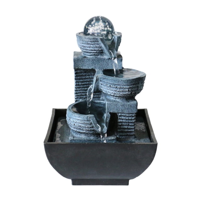 Fuente de agua en miniatura de escritorio para interiores, cascada USB, adorno de agua que fluye, sala de té, sala de estar, hogar con decoración de Estilo A