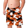 thumbnail image 2 of Men’s Camo Cargo Shorts Elastic Waist Drawstring Cotton Big & Tall Relaxed Fit Casual Summer Work Shorts with Pockets Orange 5XL, 2 of 8