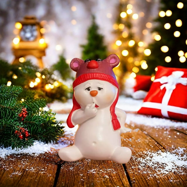 Adornos navideños, adornos navideños, regalos navideños, figura de Nowman, muñeco de nieve navideño, artesanías de resina, decoración para el hogar y el escritorio, adornos navideños, adornos de resin