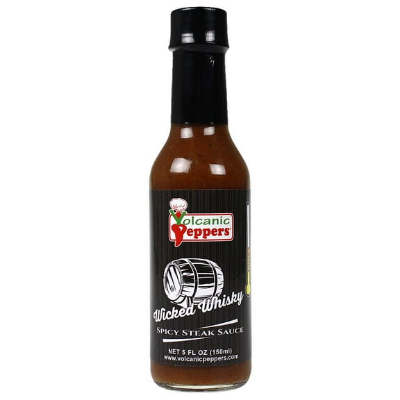 Volcanic Peppers Wicked Whiskey Steak Sauce All Purpose 5 Oz Bottle VPWWSS