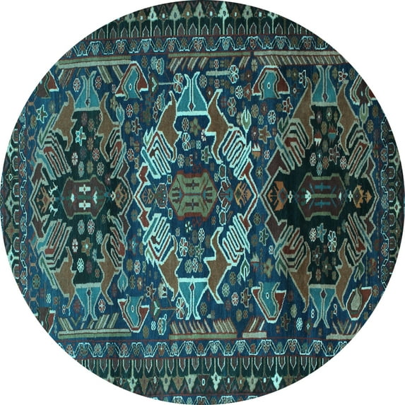 Ahgly Company Indoor Round Persian Light Blue Traditional Area Rugs, 3' Round