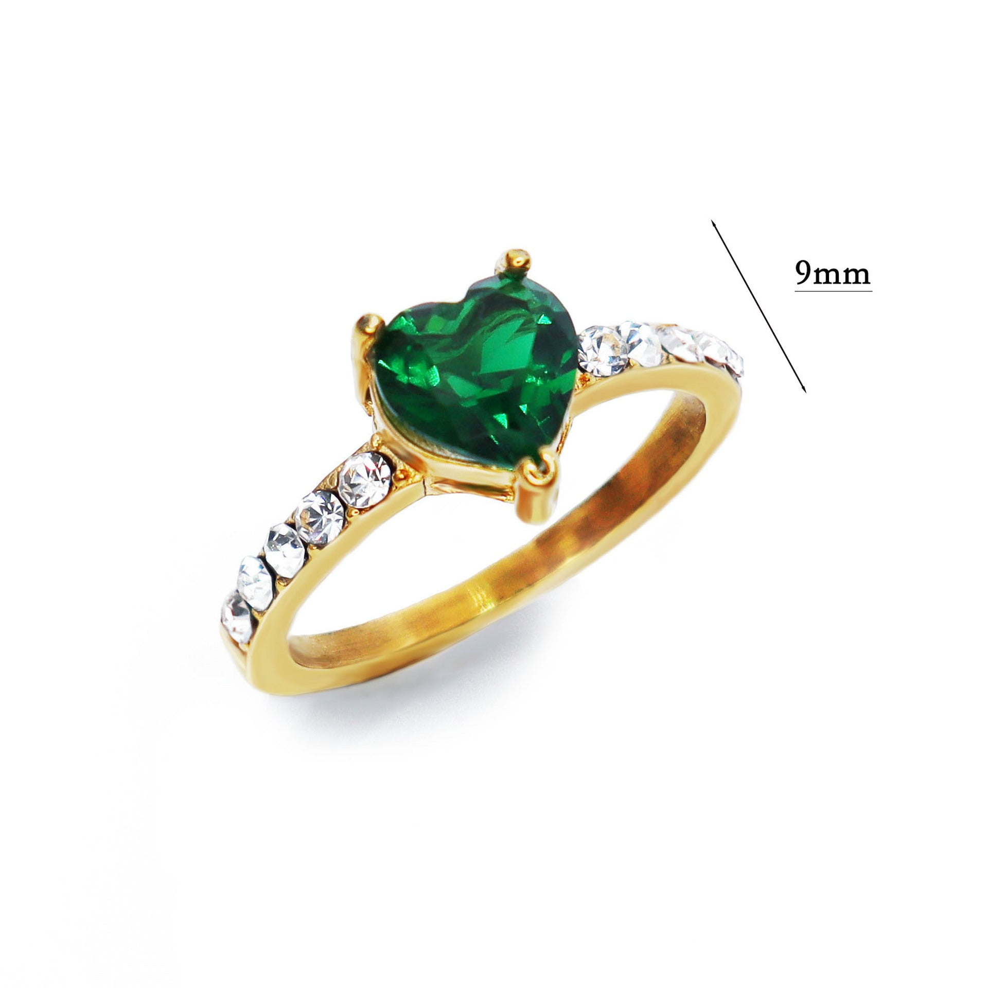 Stainless Steel Light Luxury Style Design Heart Shape Love Color Diamond Ring Type Ring Packing List Polishing