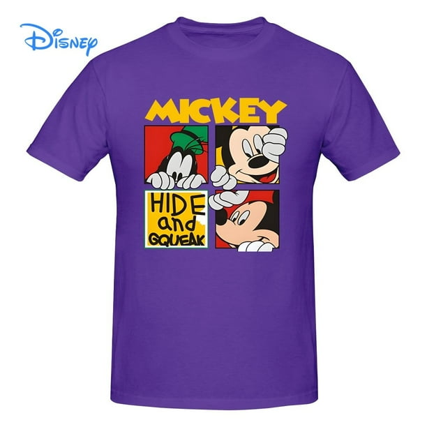 Disney Mickey Mouse HIDE AND GQUEAK T shirt Harajuku Short Sleeve T-shirt 100% Cotton Graphics Tshirt Brands Tee TopL Gao Jinjia LED