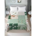 thumbnail image 4 of Twin Flat Sheet 66"x96", Boho Spring Floral Soft Lightweight Bedding Flat Sheets Only, Retro Flowers Plants Patchwork Grid Green Brushed Microfiber Top Bed Sheet, Breathable StainResistant Bedsheets, 4 of 9