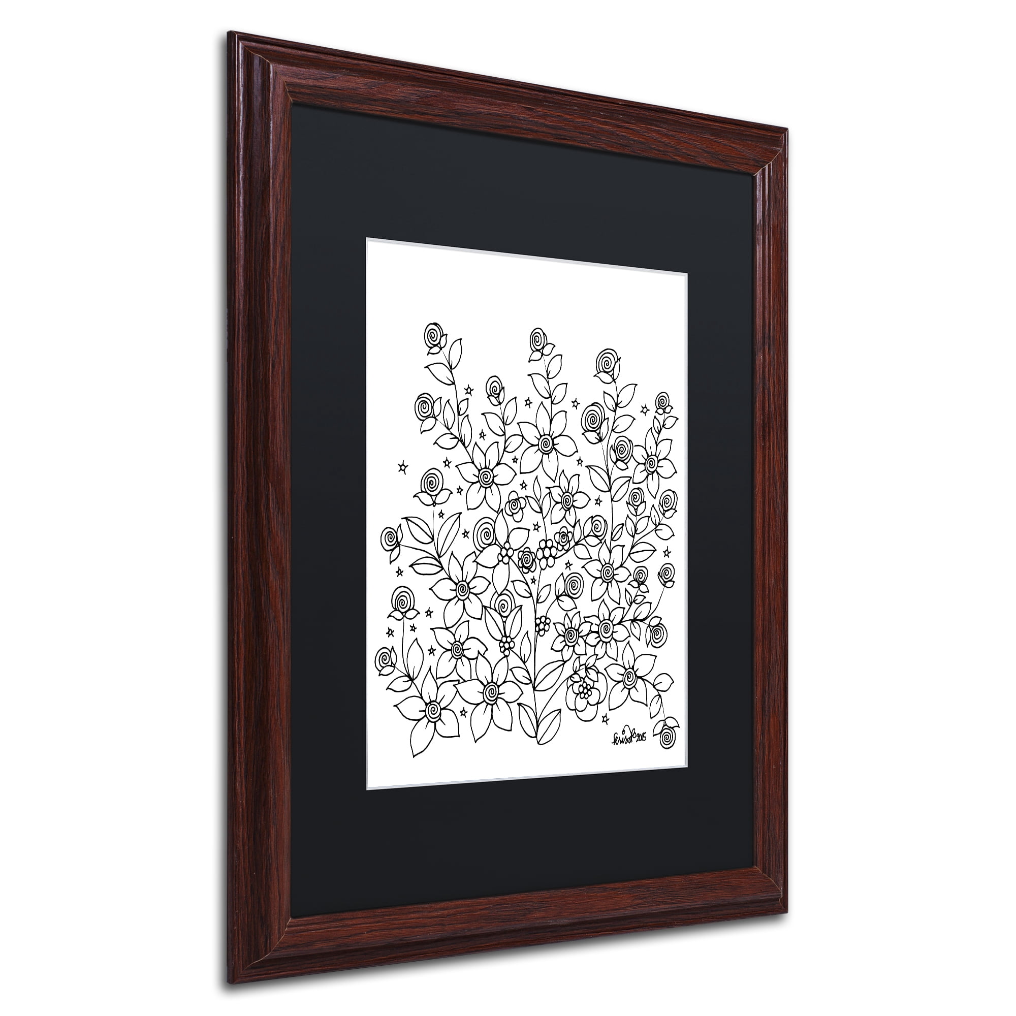Trademark Fine Art 'Simple Flower Doodle 2' Matted Framed Art by KCDoodleArt