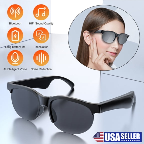 TETSELF AI-powered Bluetooth Glasses: Translate 150 Languages, Hands-Free Calling, HD Sound, 35g Lightweight Unisex Design, Long Battery Life