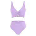 thumbnail image 5 of Sevevn Fashion Women's Sleeveless Solid Bikini Swimsuit Push-Up Padded Swimwear Swimsuit Blouse Sets Purple S Gift for Adults, 5 of 6