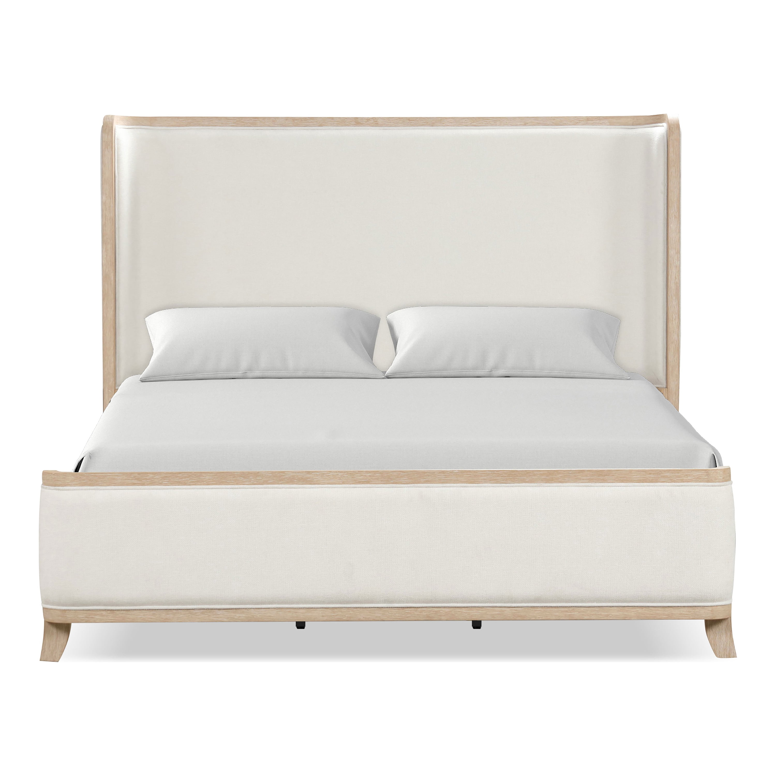 Furniture of America Enmi Solid Wood Wingback Panel Bed, Queen, Natural Oak