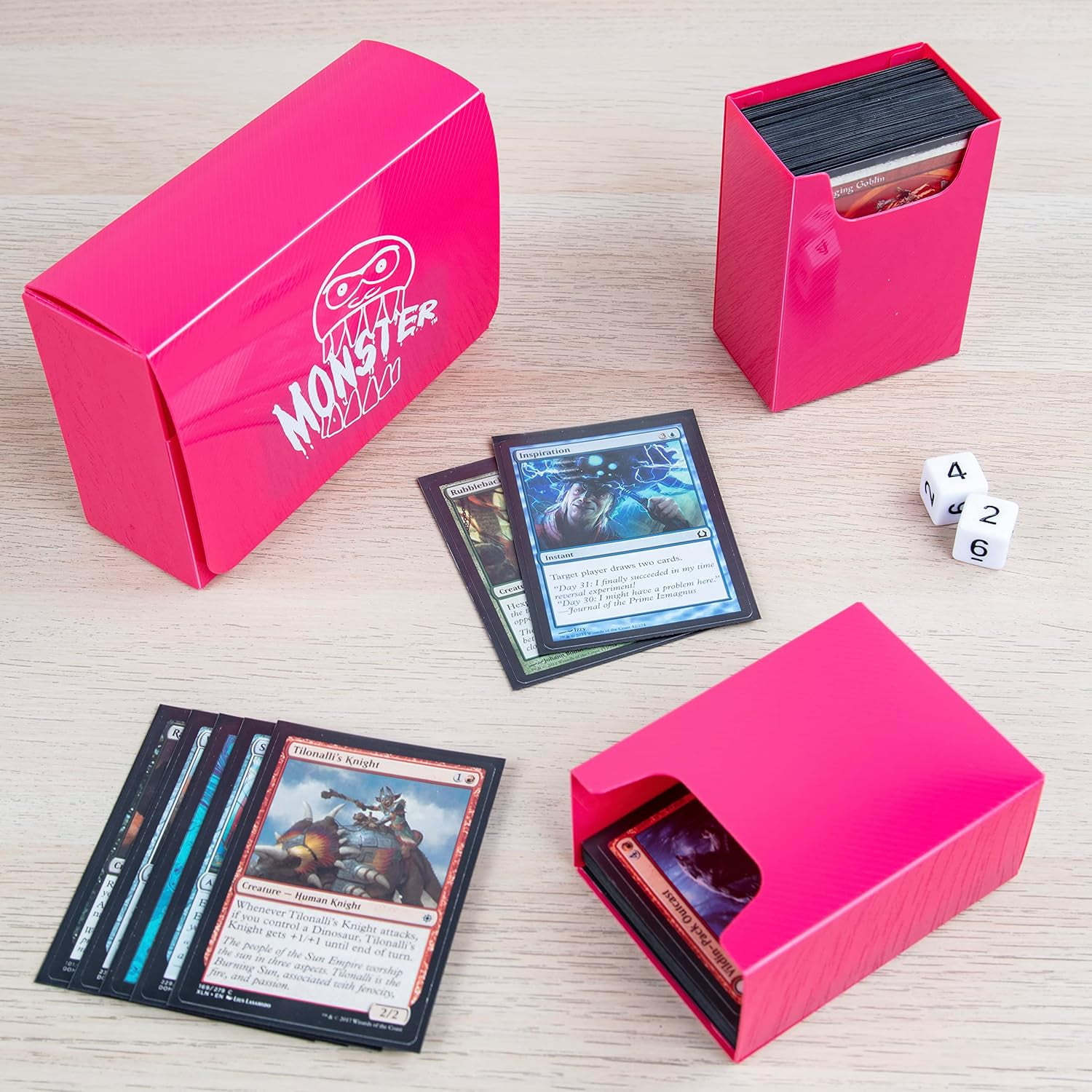 Monster Protectors Magnetic Double Deck Box- Pink, Holds 150 TCG
