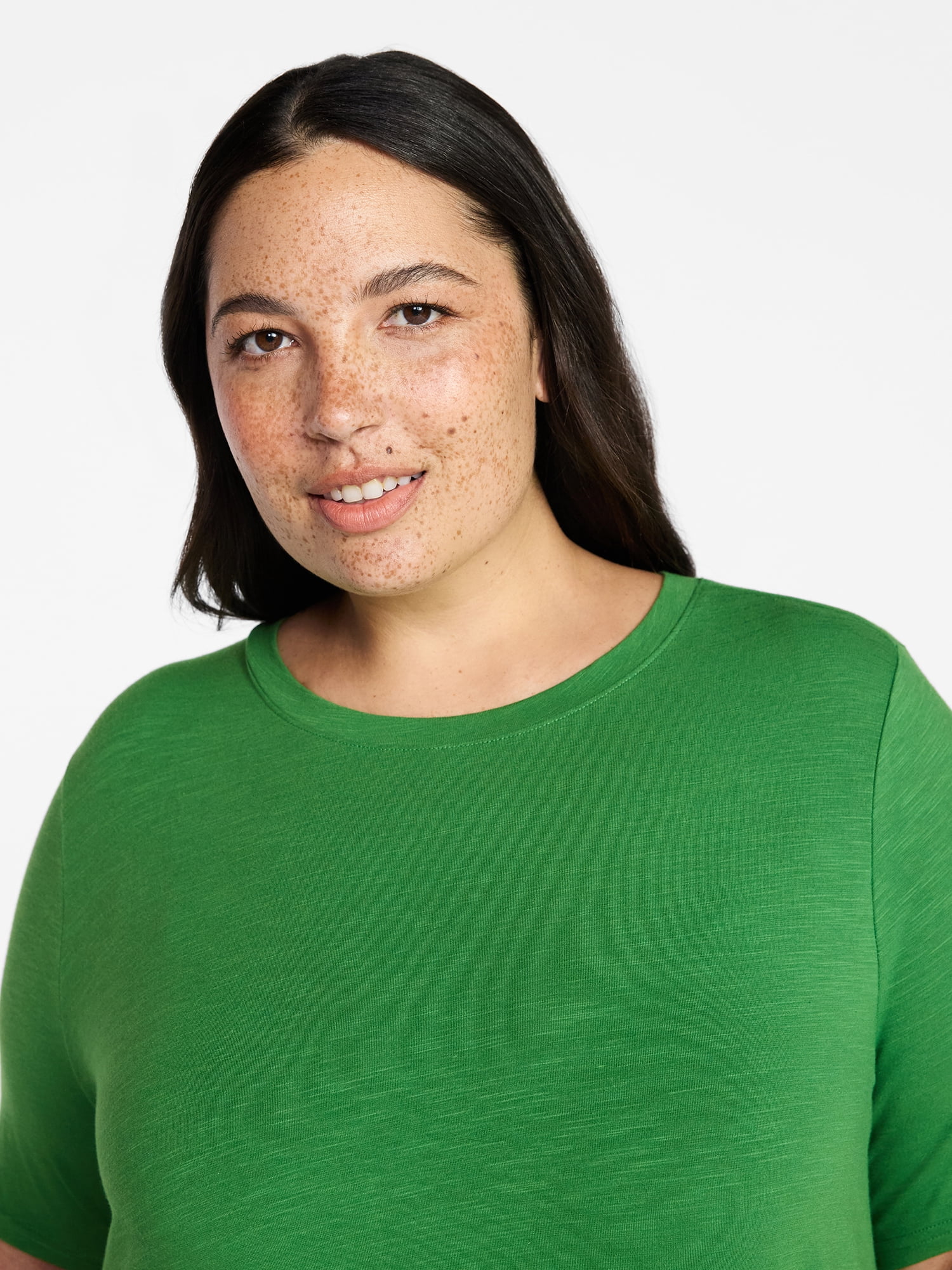 Terra & Sky Women's Plus Size Crewneck Tee with Short Sleeves, Sizes 0X-5X