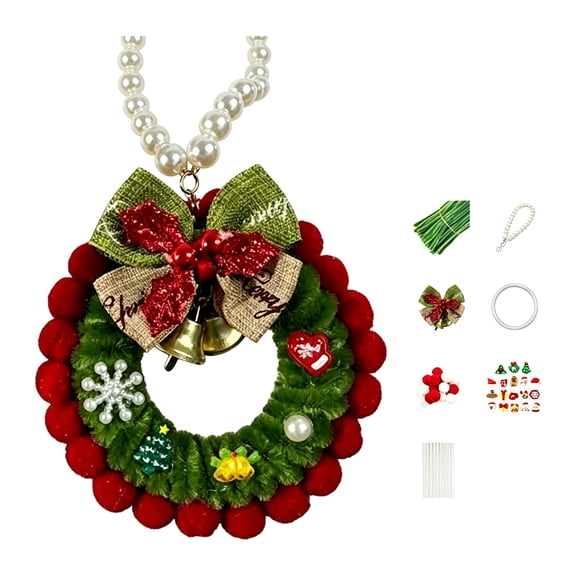 lhwanj DIY Christmas Wreath Pendant Craft Kit, Keychain Ornament Making Supplies, Random Styles Xmas Hanging Decor Set for Holiday Handmade Art Project