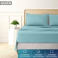 thumbnail image 2 of Queen Size 4 Piece Sheet Set - Brushed Microfiber - Soft Bed Sheets for Queen Size Bed Set - Includes 1 Fitted, 1 Flat, & 2 Pillow Cases - Deep Pocket Spa Blue, 2 of 5