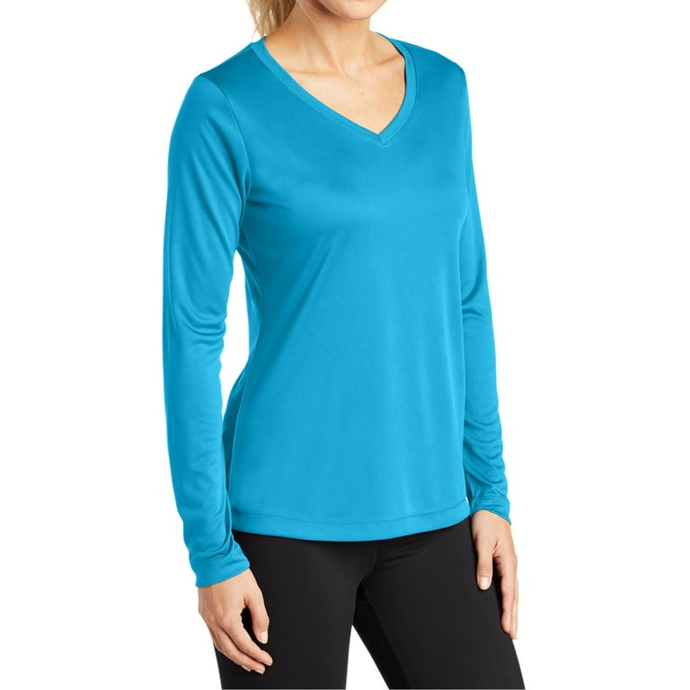Mafoose Women's Long Sleeve Competitor V-Neck Tee Atomic Blue X-Large