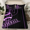 thumbnail image 2 of Teens Baseball Full Sheets Sports Bed Set, Black Purple Baseball Stadium Bed Sheets Set Ball Gaming Sheet Set, Sport Gamer Bedding Set, 2 of 5
