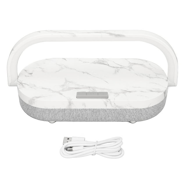 Luz nocturna LED 4 en 1, lámpara de noche táctil con música y cargador inalámbrico, altavoz portátil Bluetooth, soporte para teléfono para dormitorio, veteado