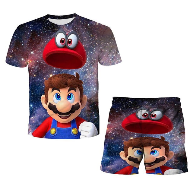 Conjunto de ropa interior Super Mario 2022 para niños y adolescentes, pantalones cortos de manga corta, ropa informal, regalos de Navidad universales, nueva moda, verano, 80-160 cm zhangmengya LED