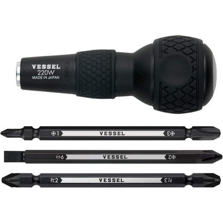 

Vessel 220W3 BALL 1/4 Hex. Bit Interchangeable Screwdriver Set