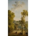 thumbnail image 3 of Hubert Robert 10x14 Black Modern Framed Museum Art Print Titled - View of a Walled Garden Courtyard, with a Woman Feeding Chickens and Other Figures in the Foreground, 3 of 5
